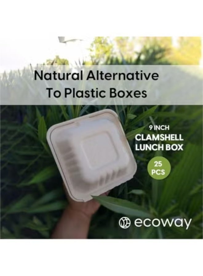 ECOWAY حاويات طعام قابلة للتحلل 100% من إيكواي [6x9" 25-عبوة] جودة ثقيلة للحاويات القابلة للاستخدام، مصنوعة من الألياف الطبيعية من قصب السكر، صديقة للبيئة وقابلة للتحلل الحيوي. - Image 4