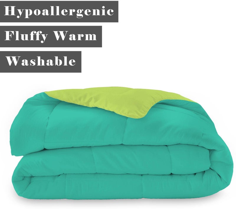CRAZY WORLD Microfiber Reversible AC Comforter/Blanket for Double Bed | Ultra Soft & Dual Colour All Weather Duvet |Sea Green & Parrot Green, 250 GSM - Image 2