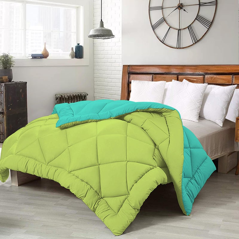 CRAZY WORLD Microfiber Reversible AC Comforter/Blanket for Double Bed | Ultra Soft & Dual Colour All Weather Duvet |Sea Green & Parrot Green, 250 GSM - Image 1