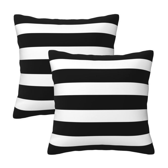 STRIPE BLACK AND WHITE FARMHOUSE THROW PILLOW COVERS 18X18 IN PILLOW CASE SOFT OUTDOOR PILLOW CASE CUSHION COVERS SET OF 2 FOR SOFA BED BEDROOM CAR CHAIR LIVING ROOM HOME DECORATIVE