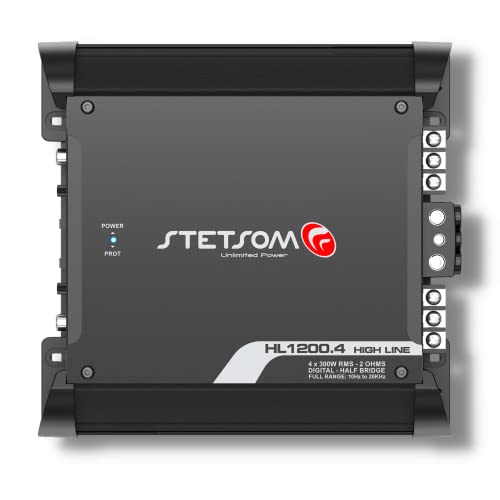 Stetsom HL 1200.4 2 Ohm Multichannel Stereo Car Audio Amplifier, HL1200.4 1.2K Watts RMS, 4 Channel, 2Ω Stable Full Range HD Sound Quality MD Crossover HPF LPF Bass Boost Front Rear Bridge - Image 2