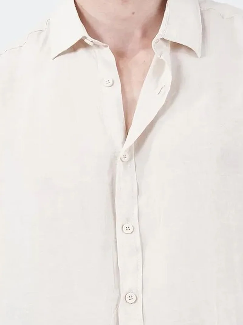Giesto Oatmeal Natural GIESTO Oversized Solid Cotton Overshirt for Men | Best Price UAE