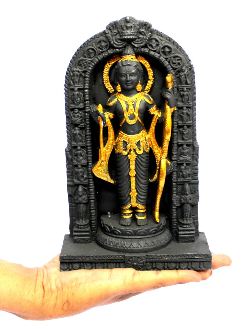 ESPLANADE Resin Ram Lalla Shri Ram Murti Idol Ayodhya Temple Statue Sculpture Decorative Idols (8.5 Inch Height) (Golden) - Image 4
