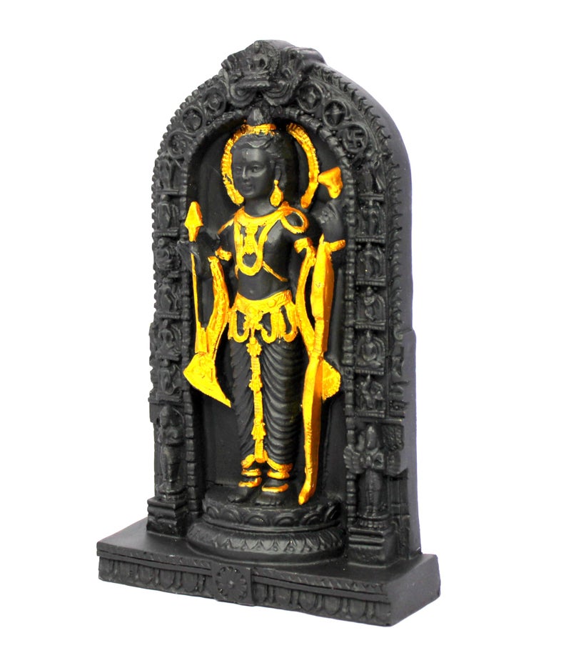 ESPLANADE Resin Ram Lalla Shri Ram Murti Idol Ayodhya Temple Statue Sculpture Decorative Idols (8.5 Inch Height) (Golden) - Image 2