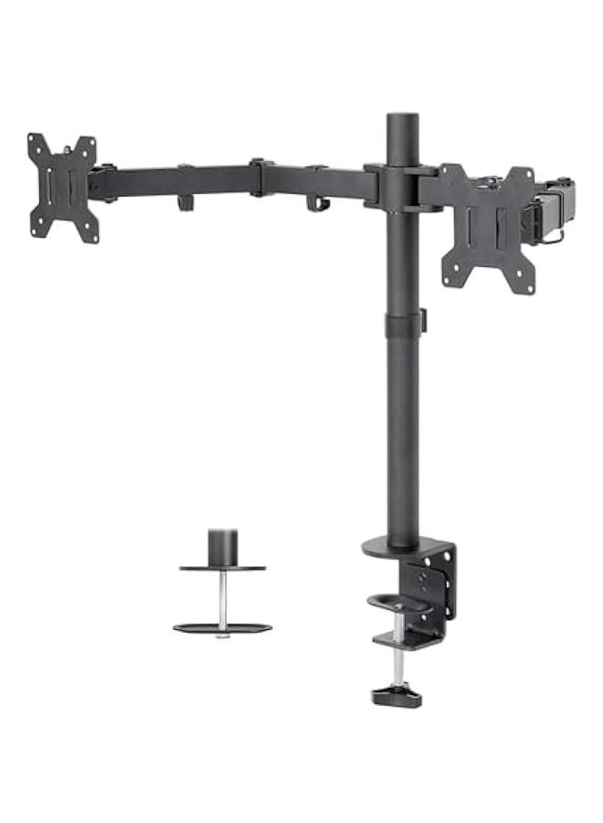 هوكور حامل مكتب مزدوج لشاشة LCD LED من هوكور مع مشبك على شكل حرف C | حامل مكتب مزدوج للشاشة | اذرع شديدة التحمل قابلة للتعديل بالكامل تحمل شاشتين (2) حتى 27 انش - Image 1