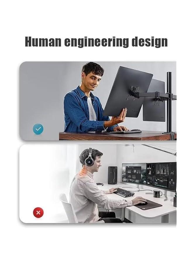 هوكور حامل مكتب مزدوج لشاشة LCD LED من هوكور مع مشبك على شكل حرف C | حامل مكتب مزدوج للشاشة | اذرع شديدة التحمل قابلة للتعديل بالكامل تحمل شاشتين (2) حتى 27 انش - Image 4