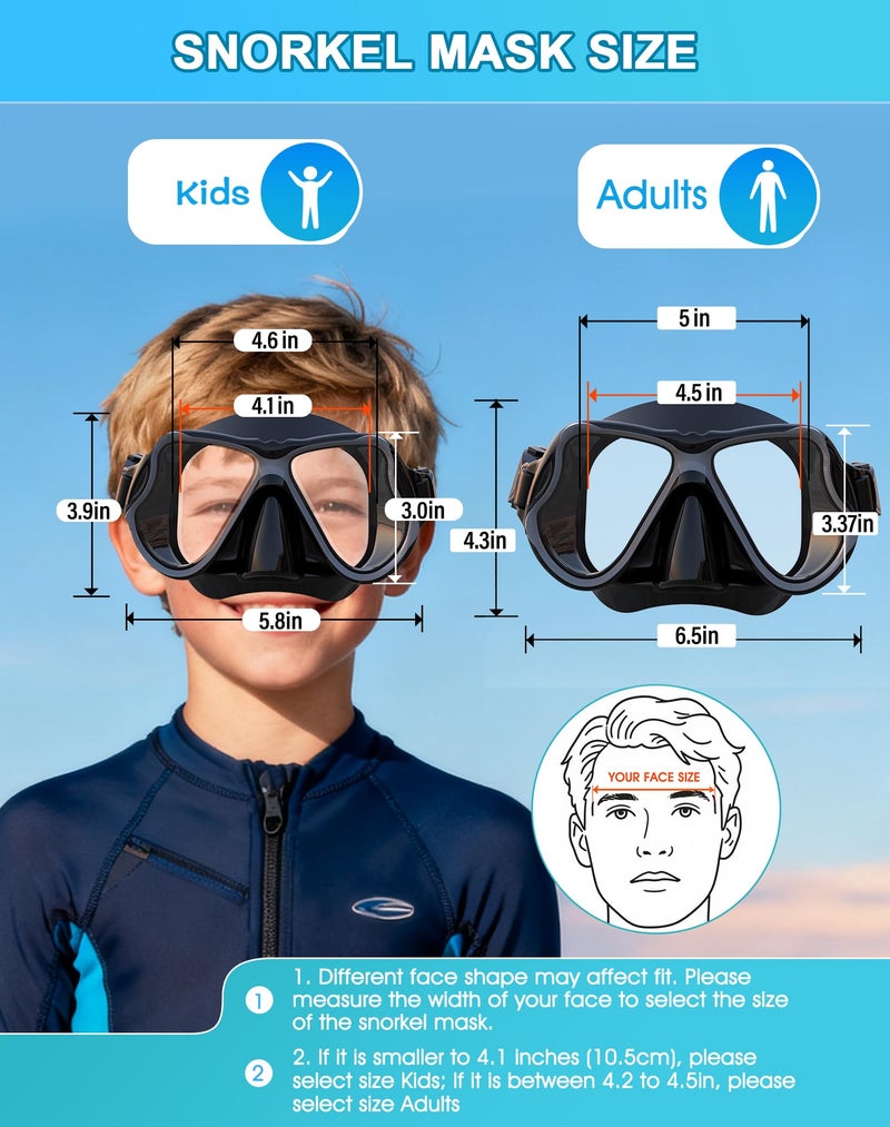 Greatever Dry Snorkel Set,Panoramic Wide View,Anti-Fog Scuba Diving Mask,Professional Snorkeling Gear for Kids - Image 5