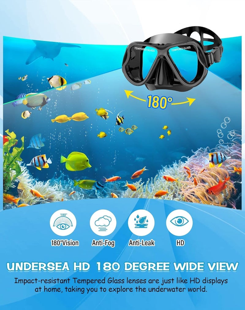 Greatever Dry Snorkel Set,Panoramic Wide View,Anti-Fog Scuba Diving Mask,Professional Snorkeling Gear for Kids - Image 2