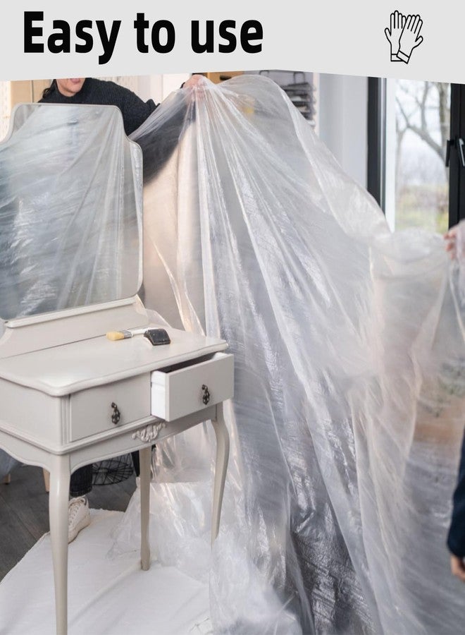 توب سون قماش بلاستيكي شفاف من توب سون للطلاء، مقاس 9×12 قدم، متين، مقاوم للماء والغبار، مقاوم للتمزق، قماش بلاستيكي للرسامين - غطاء أثاث متعدد الأغراض، طبقة حماية للأرضيات والجدران - Image 3