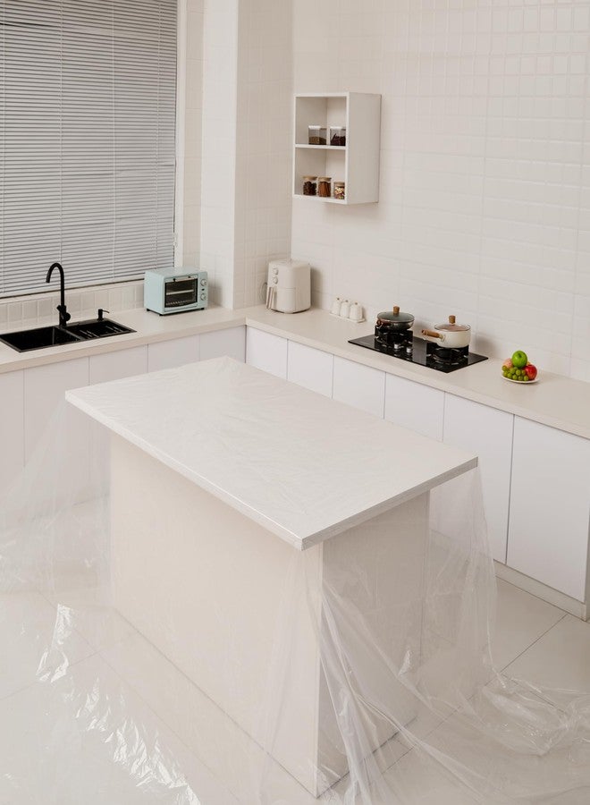 توب سون قماش بلاستيكي شفاف من توب سون للطلاء، مقاس 9×12 قدم، متين، مقاوم للماء والغبار، مقاوم للتمزق، قماش بلاستيكي للرسامين - غطاء أثاث متعدد الأغراض، طبقة حماية للأرضيات والجدران - Image 5