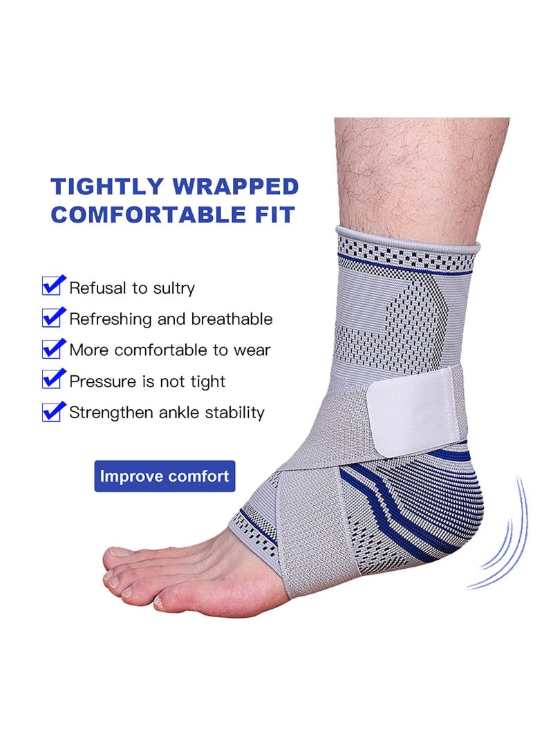 SYOSI Ankle Brace Compression Sleeve, Adjustable Ankle Support for Men & Women, Breathable Ankle Sleeve w/Ankle Strap for Sprained Ankle, Swelling Relief Pain, Plantar Fasciitis, Achilles (2 Pack) - Image 4