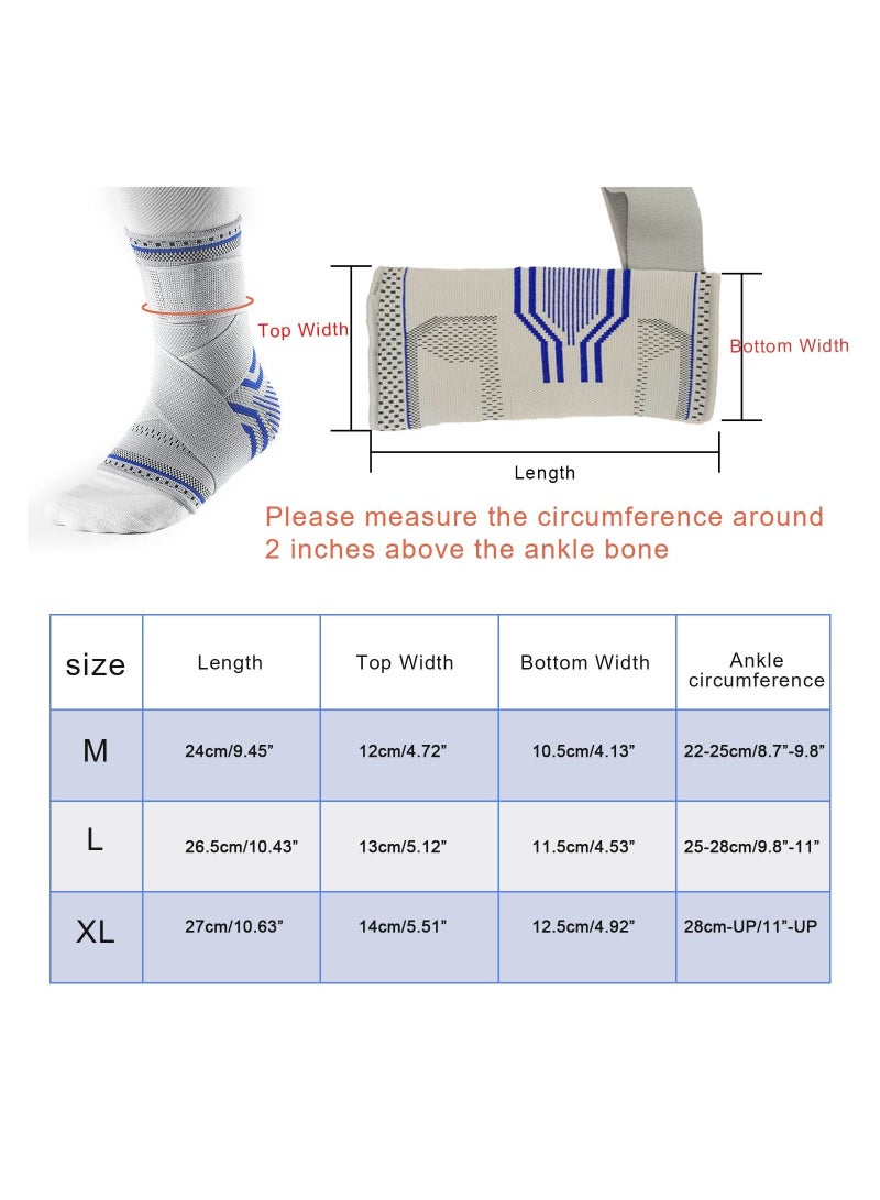 SYOSI Ankle Brace Compression Sleeve, Adjustable Ankle Support for Men & Women, Breathable Ankle Sleeve w/Ankle Strap for Sprained Ankle, Swelling Relief Pain, Plantar Fasciitis, Achilles (2 Pack) - Image 5