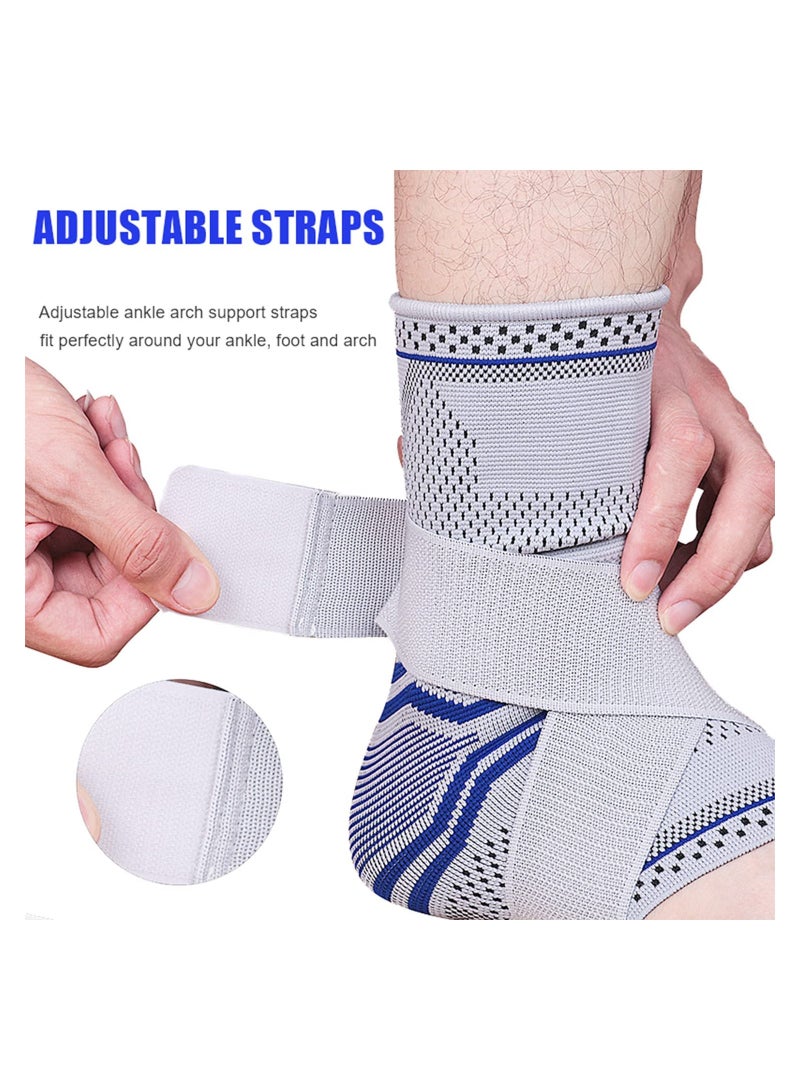 SYOSI Ankle Brace Compression Sleeve, Adjustable Ankle Support for Men & Women, Breathable Ankle Sleeve w/Ankle Strap for Sprained Ankle, Swelling Relief Pain, Plantar Fasciitis, Achilles (2 Pack) - Image 2