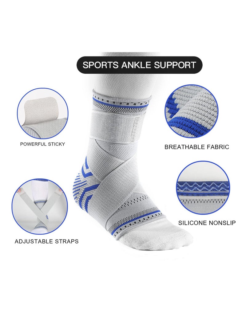 SYOSI Ankle Brace Compression Sleeve, Adjustable Ankle Support for Men & Women, Breathable Ankle Sleeve w/Ankle Strap for Sprained Ankle, Swelling Relief Pain, Plantar Fasciitis, Achilles (2 Pack) - Image 3