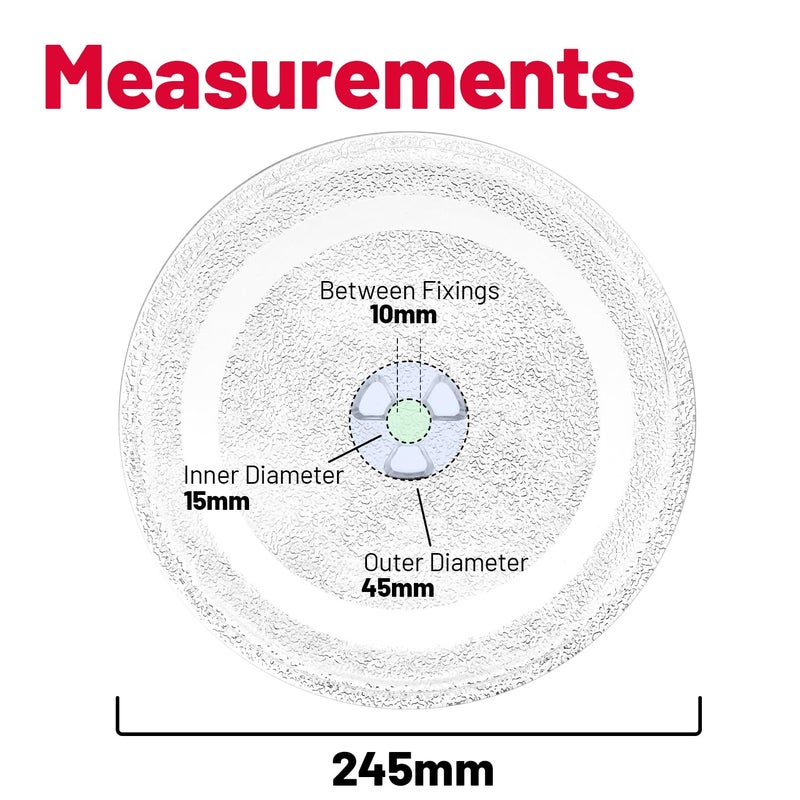 باكسانباكس Universal 245mm/9.64" Microwave Glass Turntable Plate Universal with 3 Fixers Clear Replacement | Paxanpax PSA001 - Image 3