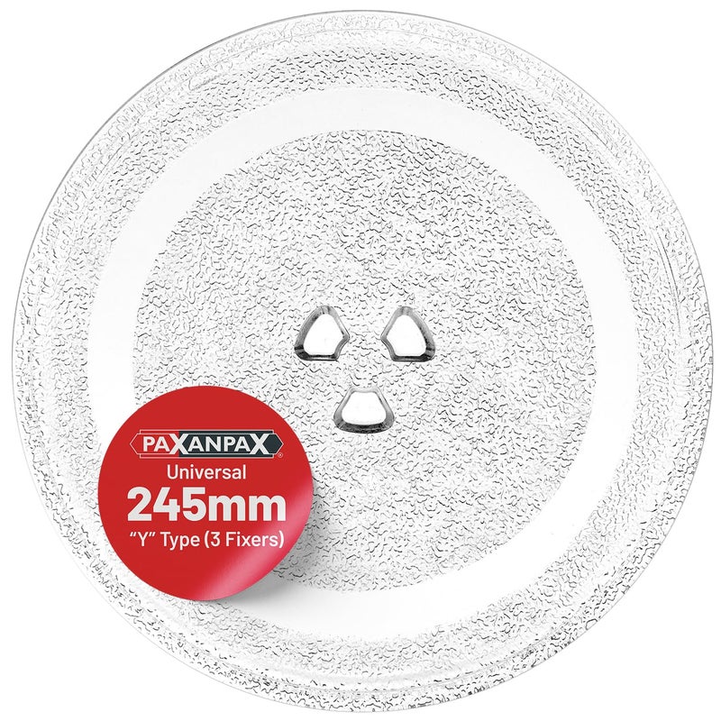 باكسانباكس Universal 245mm/9.64" Microwave Glass Turntable Plate Universal with 3 Fixers Clear Replacement | Paxanpax PSA001 - Image 1