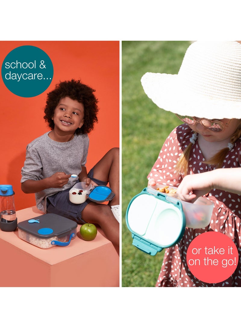 b.box Snackbox, Mini Bento Lunch Box with 2 Leakproof Compartments, Ideal for Toddlers, Kids Lunch & Snacks, Fits Whole Piece of Fruit, BPA Free - Image 3
