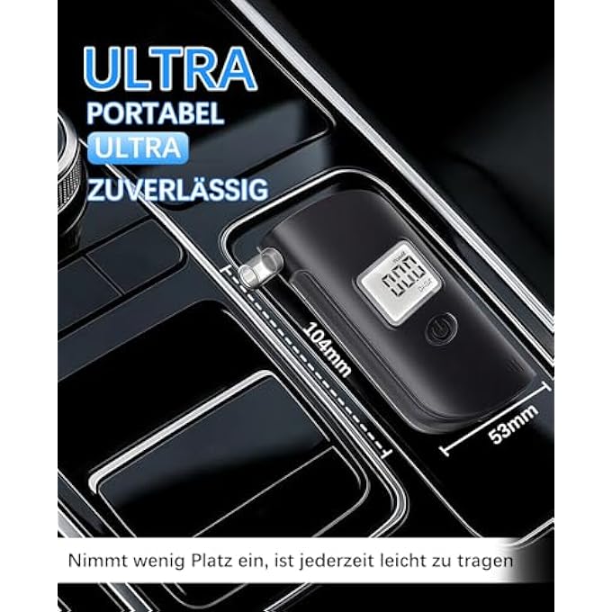 rayihni Alcohol Tester, Portable Alcohol Tester Police Accurate, Per Mille Meter with 30 Mouthpieces, Alcohol Meter with Digital LCD Display, Alcohol Tester for Professional and Private Home Use - Image 3