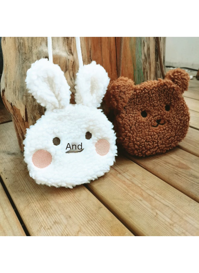 Generic - Korean Style Baby Backpack Soft Plush Cartoon Rabbit Year Winter Trendy Cotton Baby Fashion Backpack Infant Toddler Carry Bag-Color:Dark Brown Cute Bear - Image 1