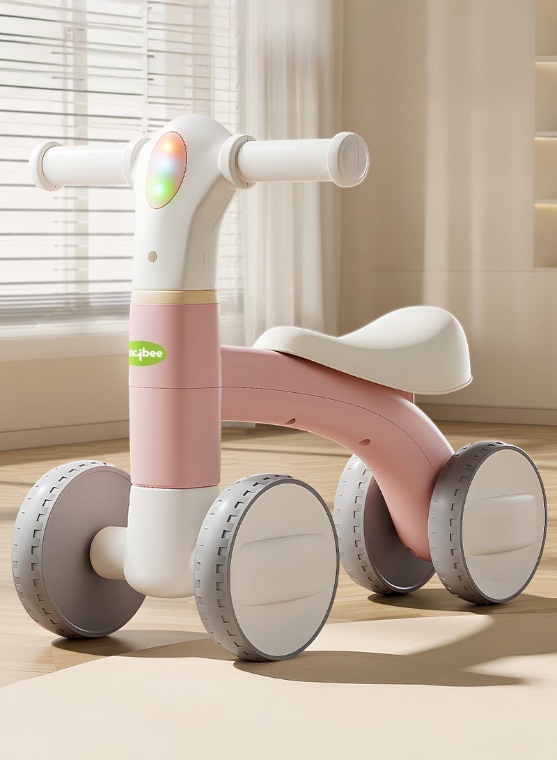 بيبي دراجة توازن بيبل بيبي للأطفال، دراجة توازن للأطفال الصغار مزودة بموسيقى وإضاءة | دراجة بأربع عجلات للأطفال الصغار | دراجة توازن للأطفال الصغار من سنة إلى ثلاث سنوات، لون وردي - Image 1