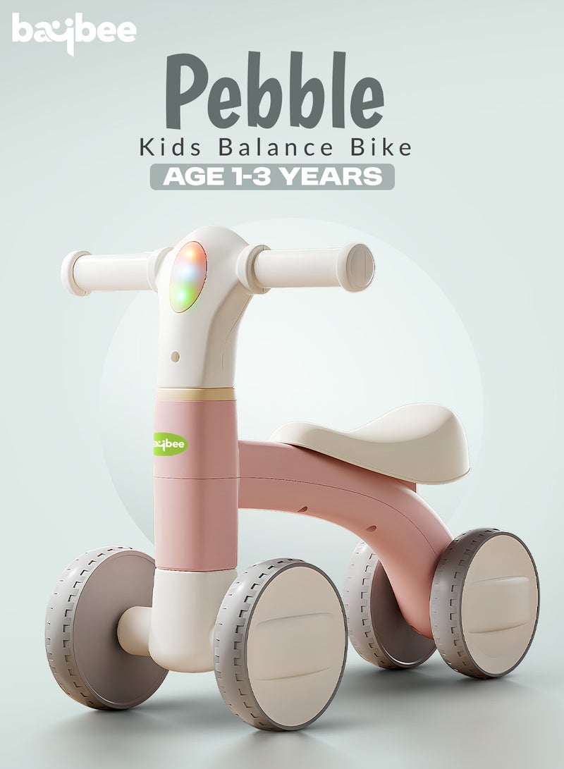 بيبي دراجة توازن بيبل بيبي للأطفال، دراجة توازن للأطفال الصغار مزودة بموسيقى وإضاءة | دراجة بأربع عجلات للأطفال الصغار | دراجة توازن للأطفال الصغار من سنة إلى ثلاث سنوات، لون وردي - Image 2