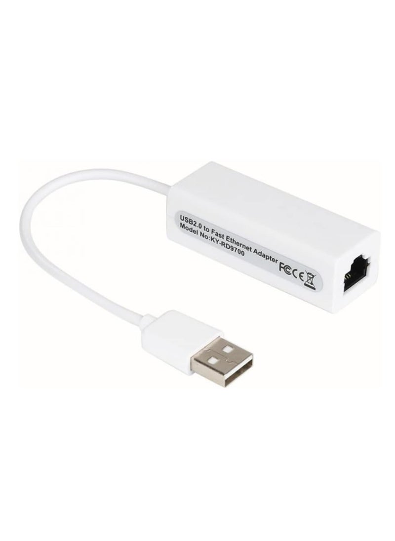 ليدين محول شبكة خارجي USB 2.0 Ethernet إلى RJ45 Lan Ethernet 10/100Mbps Dongle لنظام التشغيل Windows  - Image 1