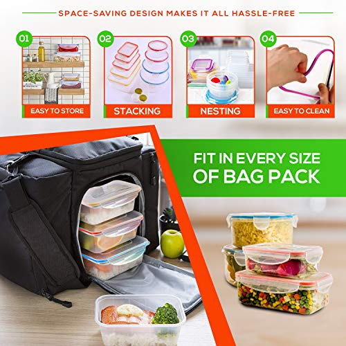 RFAQK 28 Pcs Food Storage Containers with Airtight Lids-(85OZ to 1.2OZ) 14 Clear Plastic Containers with 14 Lids-Large Meal Prep Fruits Containers for Kitchen-Freezer,Microwave and Dishwasher Safe - Image 5