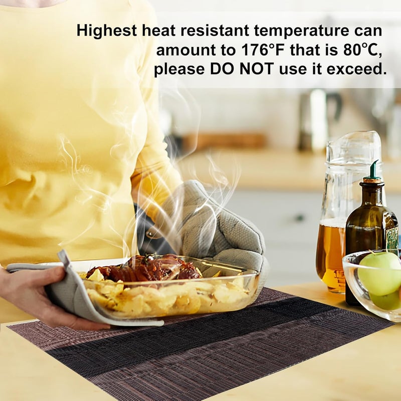 Aofmee Placemats, Place Mats Set of 6, Heat Resistant Table Placemats, Washable PVC Table Mats, Woven Vinyl Placemats for Kitchen Dining Table, Non-Slip Stain Resistant Placemats Indoor Easy to Clean - Image 3