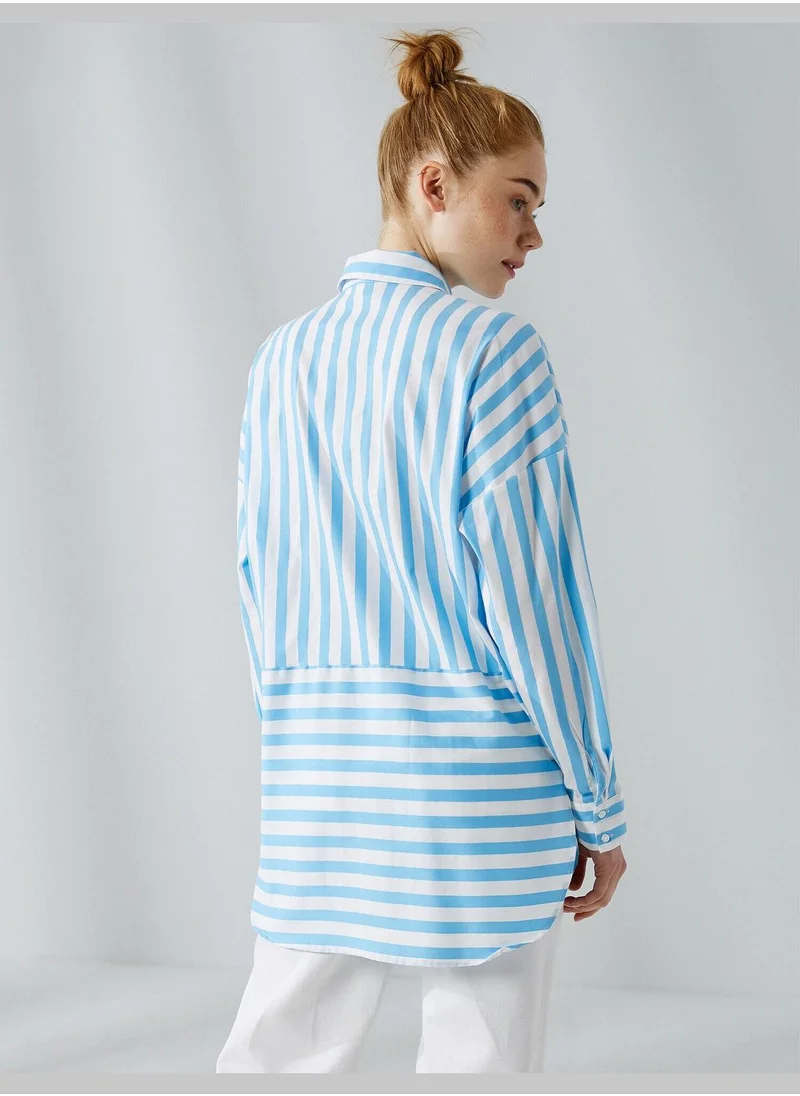 كوتون Cotton Tunic Striped Shirt Neck