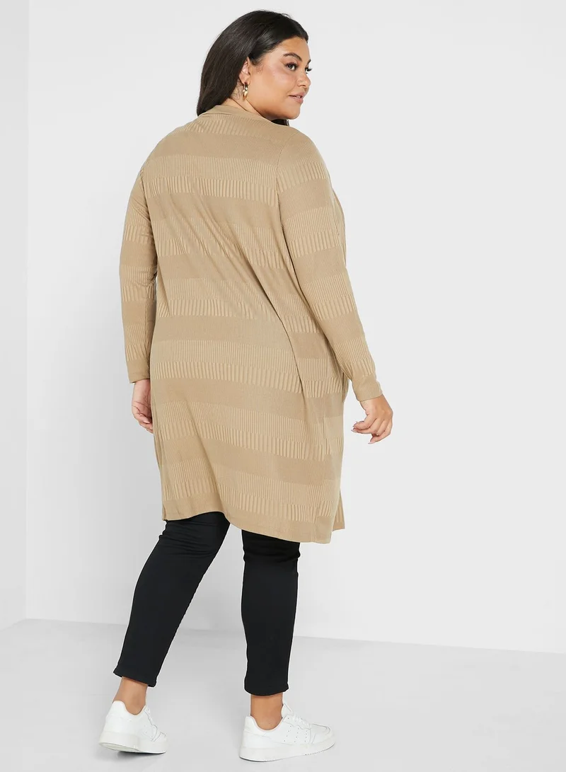 Vero Moda Curve Ribbed Striped Cardigan
