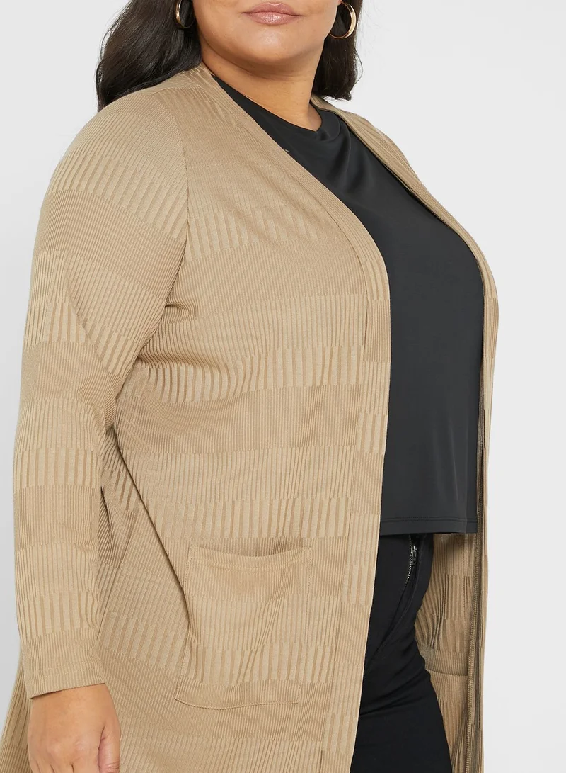 Vero Moda Curve Ribbed Striped Cardigan