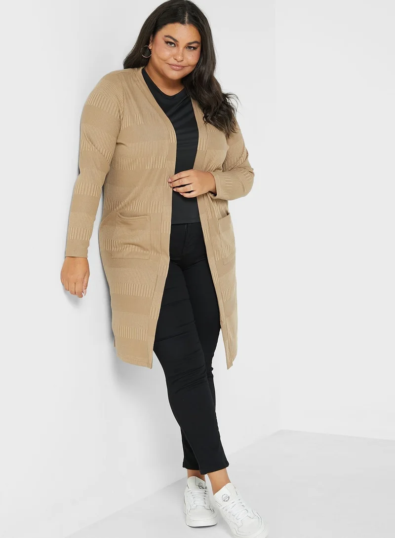 Vero Moda Curve Ribbed Striped Cardigan