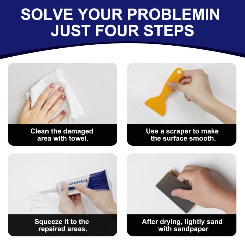 Fivewan Drywall Repair Kit, Wall Mending Agent, Wall Patch Repair Kit with Scraper, Simple Filling of Wall Holesï¼†Efficient Crack Repair - Image 5