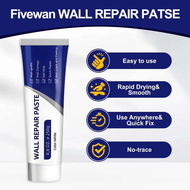 Fivewan Drywall Repair Kit, Wall Mending Agent, Wall Patch Repair Kit with Scraper, Simple Filling of Wall Holesï¼†Efficient Crack Repair - Image 3