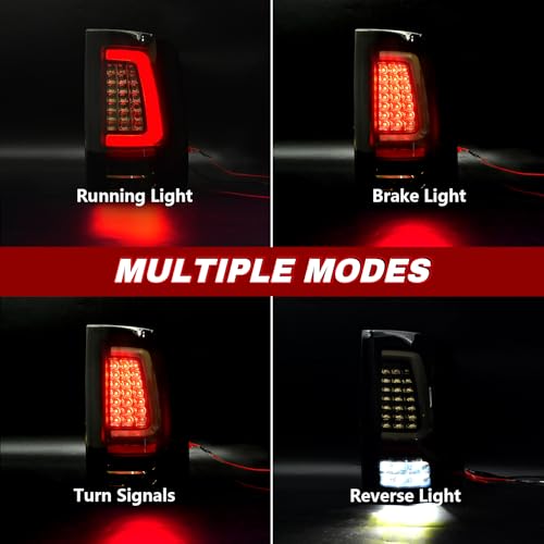 SINYATO INDUST Full LED Tail Lights for 2009-2018 Dodge Ram 1500/2010-2018 Ram 2500/3500 Rear Light Assembly, Running Lights,Turn Signals, Brake Lights, Reverse Lights, Driver & Passenger Side -Smoked - Image 2