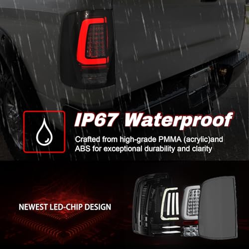 SINYATO INDUST Full LED Tail Lights for 2009-2018 Dodge Ram 1500/2010-2018 Ram 2500/3500 Rear Light Assembly, Running Lights,Turn Signals, Brake Lights, Reverse Lights, Driver & Passenger Side -Smoked - Image 4