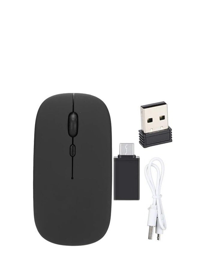 Wireless Bluetooth Mouse, Bluetooth 5.1 + USB, 2.4GHz Rechargeable Silent Bluetooth Wireless Mouse, Computer Mice with USB Receiver(Black)  - Image 2