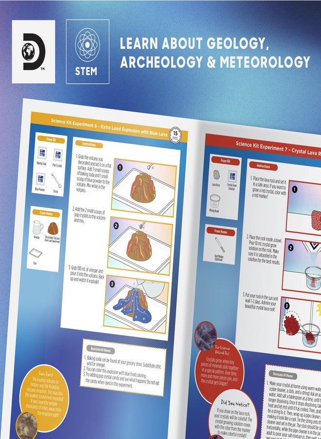 Discovery Kids Discovery™ Planet Earth Science Kit - 65 Experiment STEM Lab for Kids| Includes DIY Volcano, Tornado, Fossils, Crystals, & Slime| Geology, Chemistry & Archeology Learning Toy|Educational Gift| Ages 8+ - Image 2