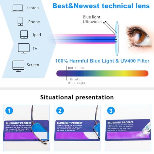 REAVEE 3 Pack Folding Reading Glasses with Keychain Compact Bags for Women Men, Blue Light Blocking Spring Hinge Portable Pocket Readers, Black Brown and Blue 1.5 - Image 5