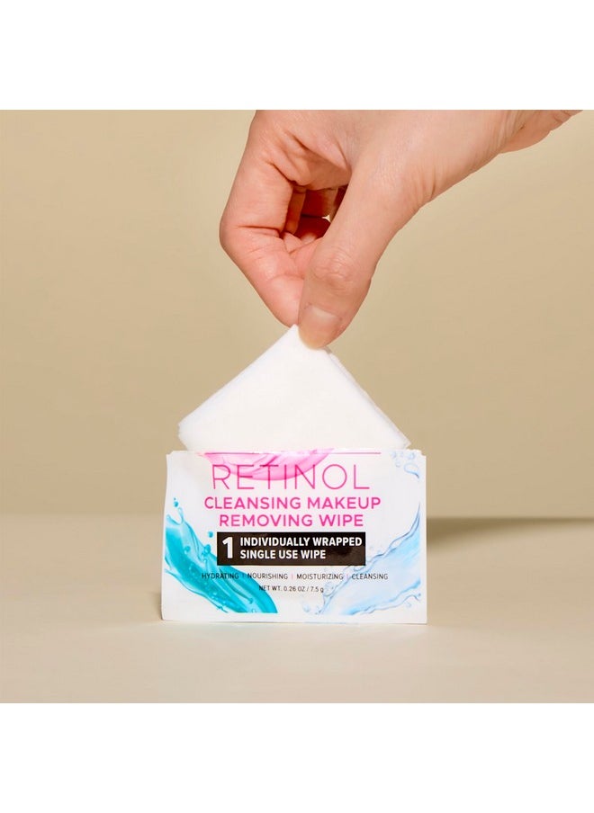 Body Prescriptions - Retinol Cleansing Makeup Removing Wipes 30 Individually Wrapped Single Use Wipes Hydrating Nourishing Moisturizing 7.5G Each - Image 1