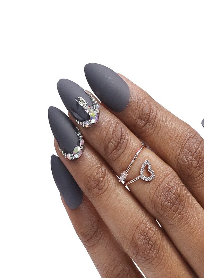 Beromt Press On Nails Set Of Full Fake Nails With Beautiful Prints For Bridal and Party - BFN664BPN - Image 2