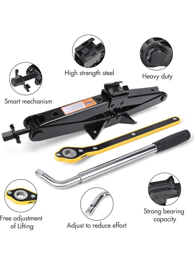 3-Ton Scissor Car Jack Kit - Heavy Duty Tire Changing Set - Powerful & Durable Lug Wrench Included - Essential Emergency Kit for SUV, MPV & Car - Image 2