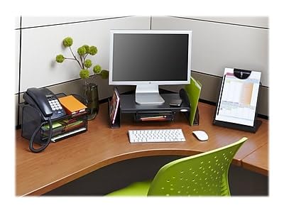 Safco Onyx Phone and Utility Tray with Drawer, Desktop Organizer, Durable Steel Mesh Construction, Black - Image 3