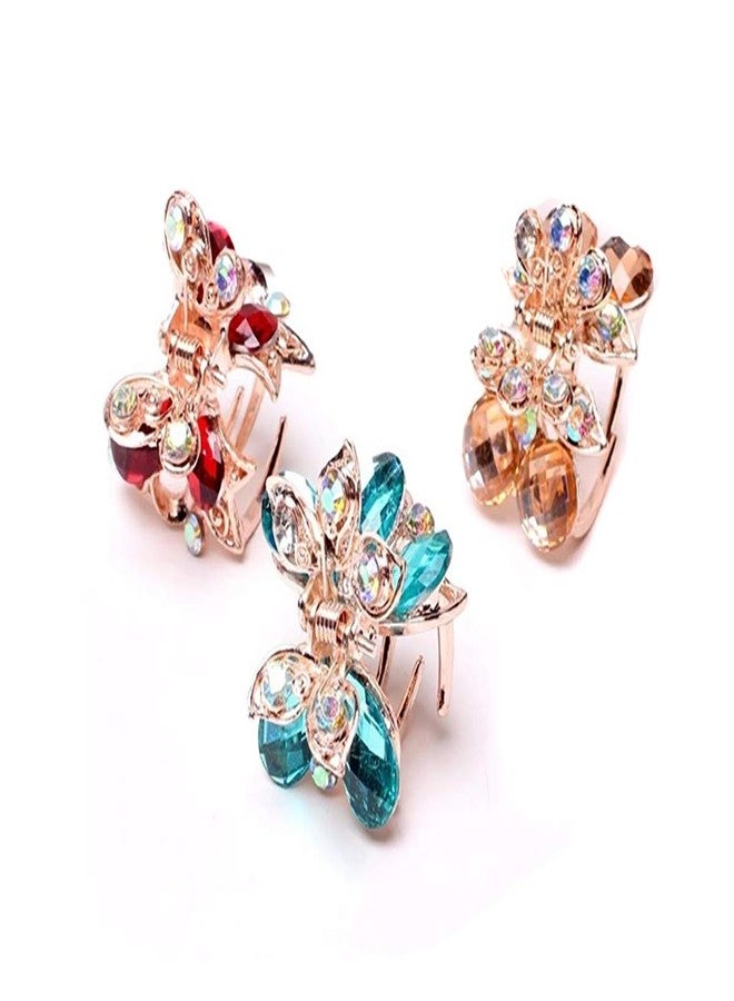 Fodattm 6 PCS Women Lady Alloy Rhinestone No-Slip Mini Hair Claw Small Bang Jaw Clip Hair Clamp Hair Grip Hair Pin (B#) - Image 3