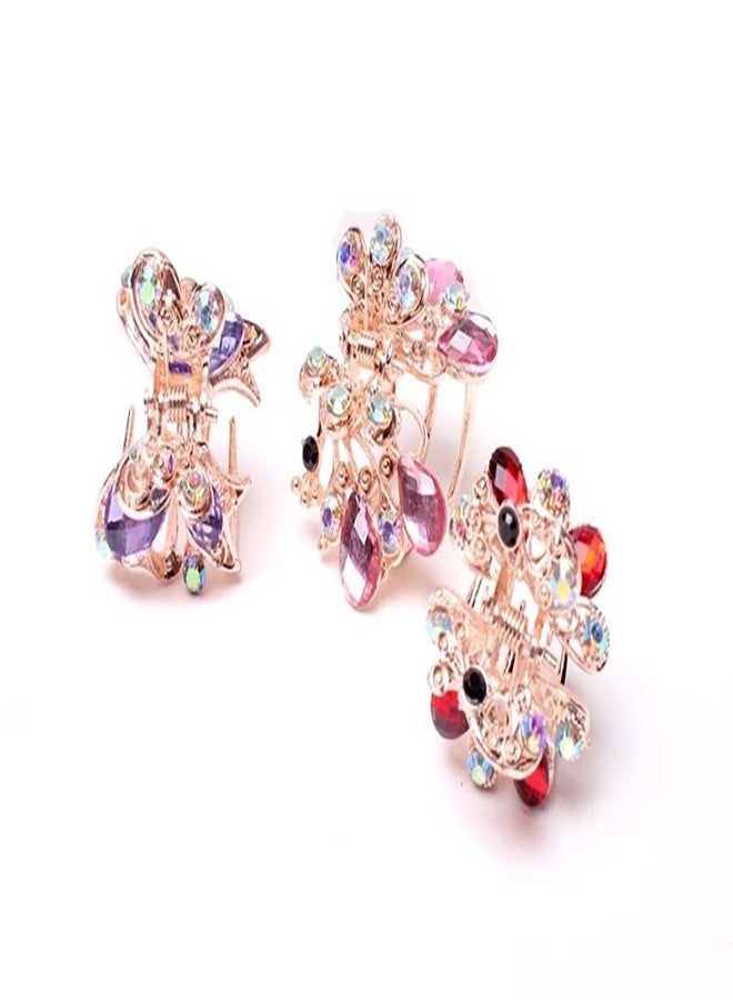 Fodattm 6 PCS Women Lady Alloy Rhinestone No-Slip Mini Hair Claw Small Bang Jaw Clip Hair Clamp Hair Grip Hair Pin (B#) - Image 4