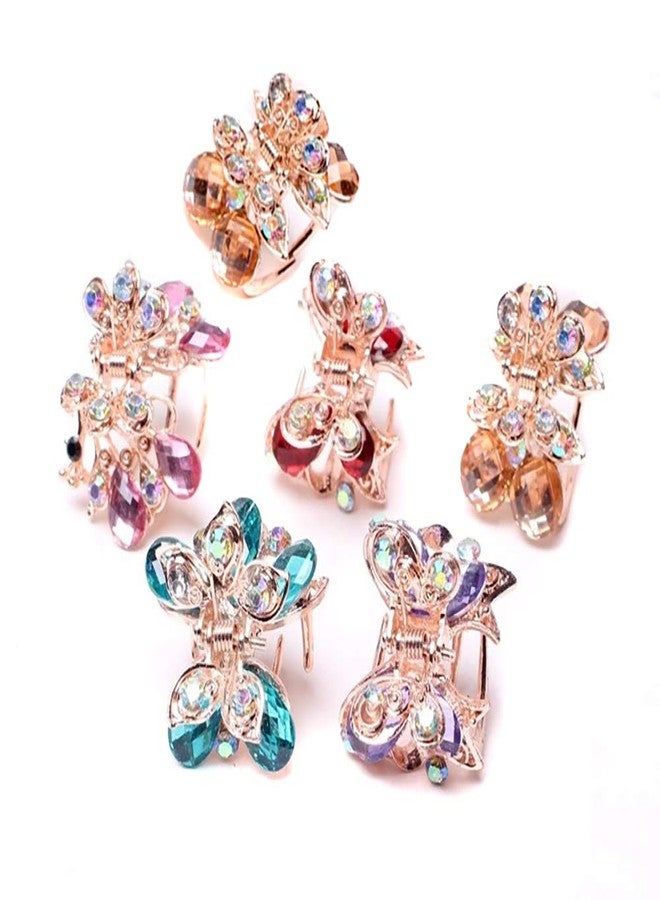 Fodattm 6 PCS Women Lady Alloy Rhinestone No-Slip Mini Hair Claw Small Bang Jaw Clip Hair Clamp Hair Grip Hair Pin (B#) - Image 1