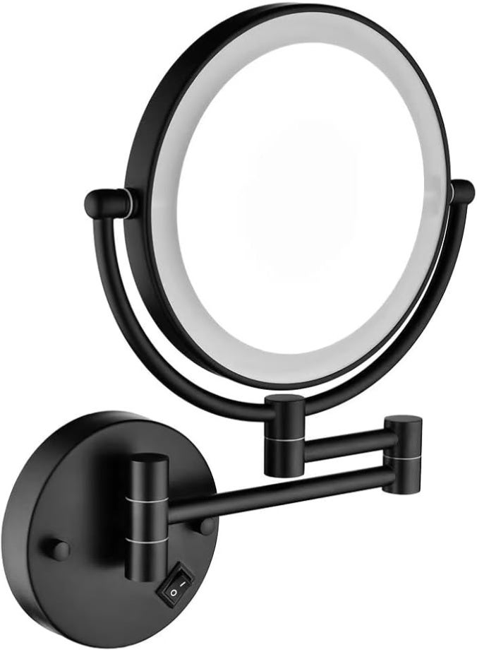 YD Wall Mounted LED Makeup Mirror with Adjustable Arm Double Sided Magnifying Mirror for Bathroom Vanity Shaving Cosmetic Mirror Energy Saving Lighted Mirror for Home Hotel Salon Use - Image 1