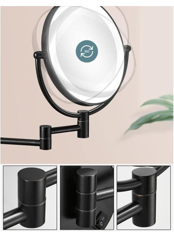 YD Wall Mounted LED Makeup Mirror with Adjustable Arm Double Sided Magnifying Mirror for Bathroom Vanity Shaving Cosmetic Mirror Energy Saving Lighted Mirror for Home Hotel Salon Use - Image 2