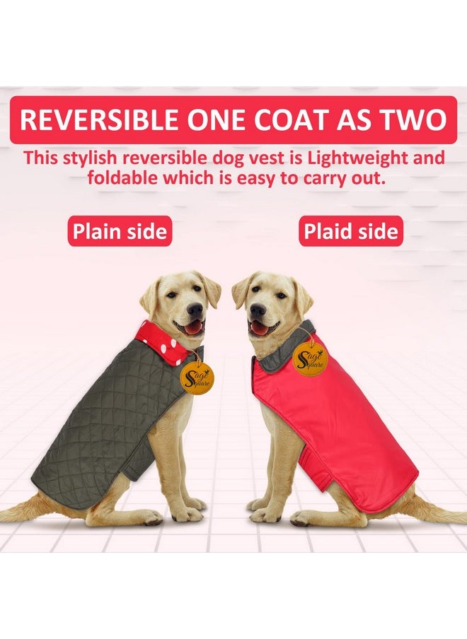 Sage Square 2 In 1 Waterproof Premium Reversible Double Side Dog Coat, Ultra Warm Windproof Winter, Thicker Fleece Jacket For Cold Weather (Red) (Medium-Large) (22 Inches)  - Image 2