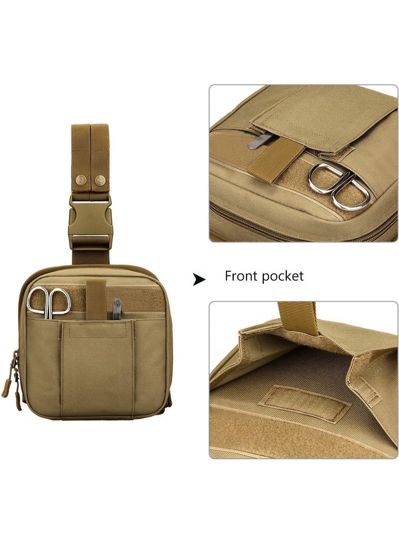 Soofam Tactical first aid leg bag, waist bag, thigh and hip waist bag, tools and equipment, suitable for paintball, air gun, motorcycle riding - khaki color - Image 5